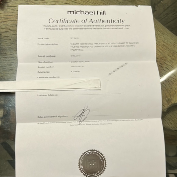 Michael Hill 10k Gold Bracelet with diamonds(September birthstones) - Picture 3 of 4